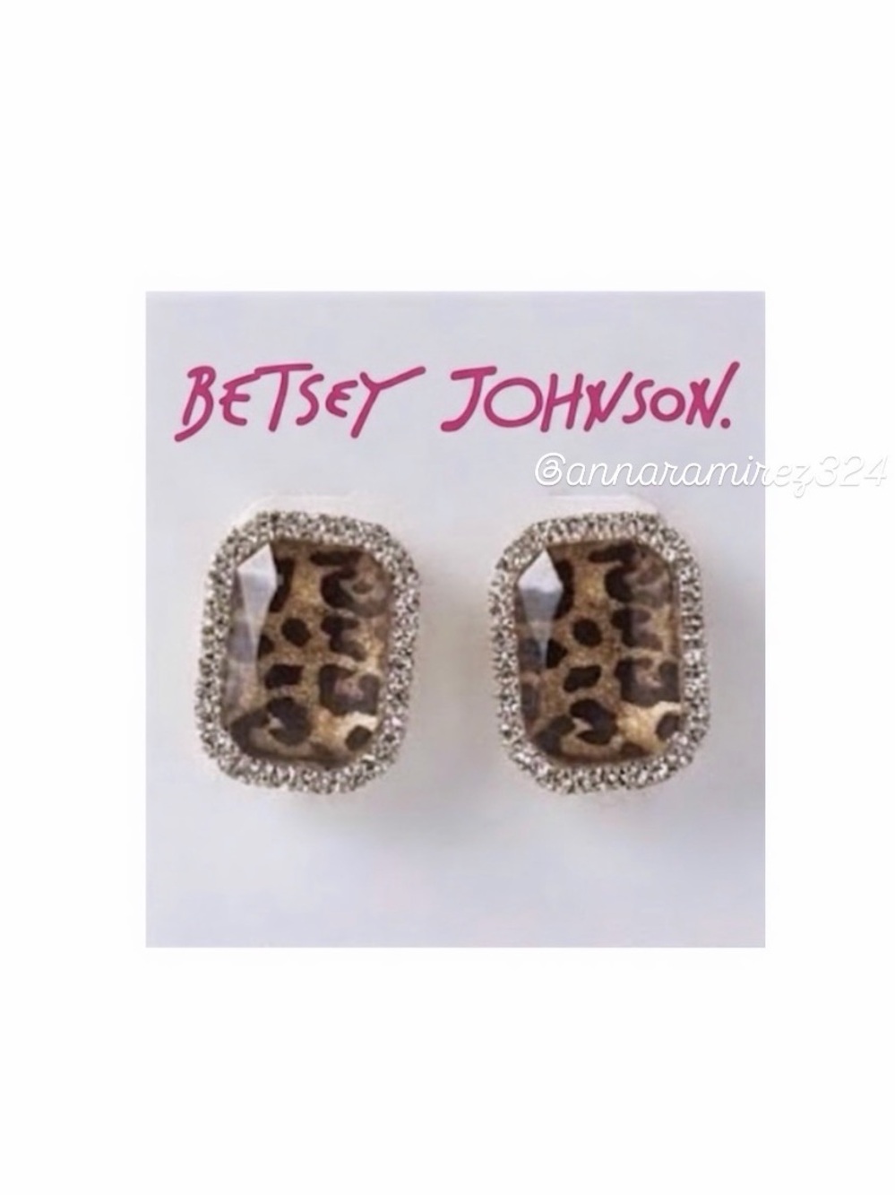 NWT ⚜️🤎⚜️ Betsey Johnson Leopard Cabochon Statement Stud Earrings